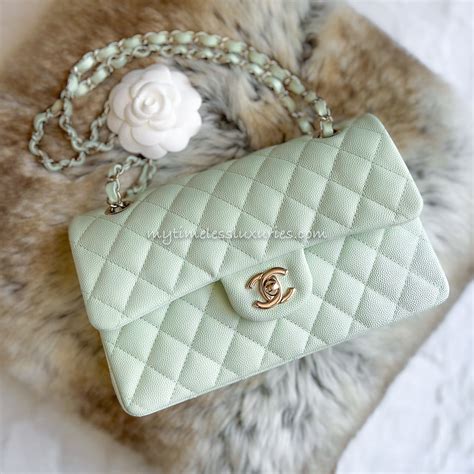 chanel mint green clutch purse|Chanel lambskin bag.